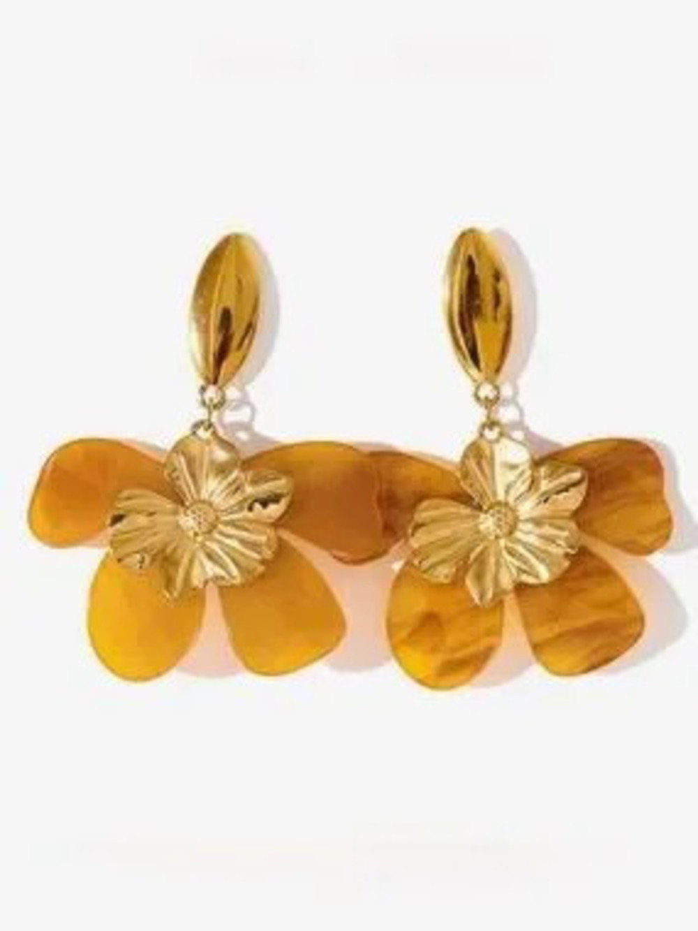 Floral Amber Statement Drop Earrings (9722)